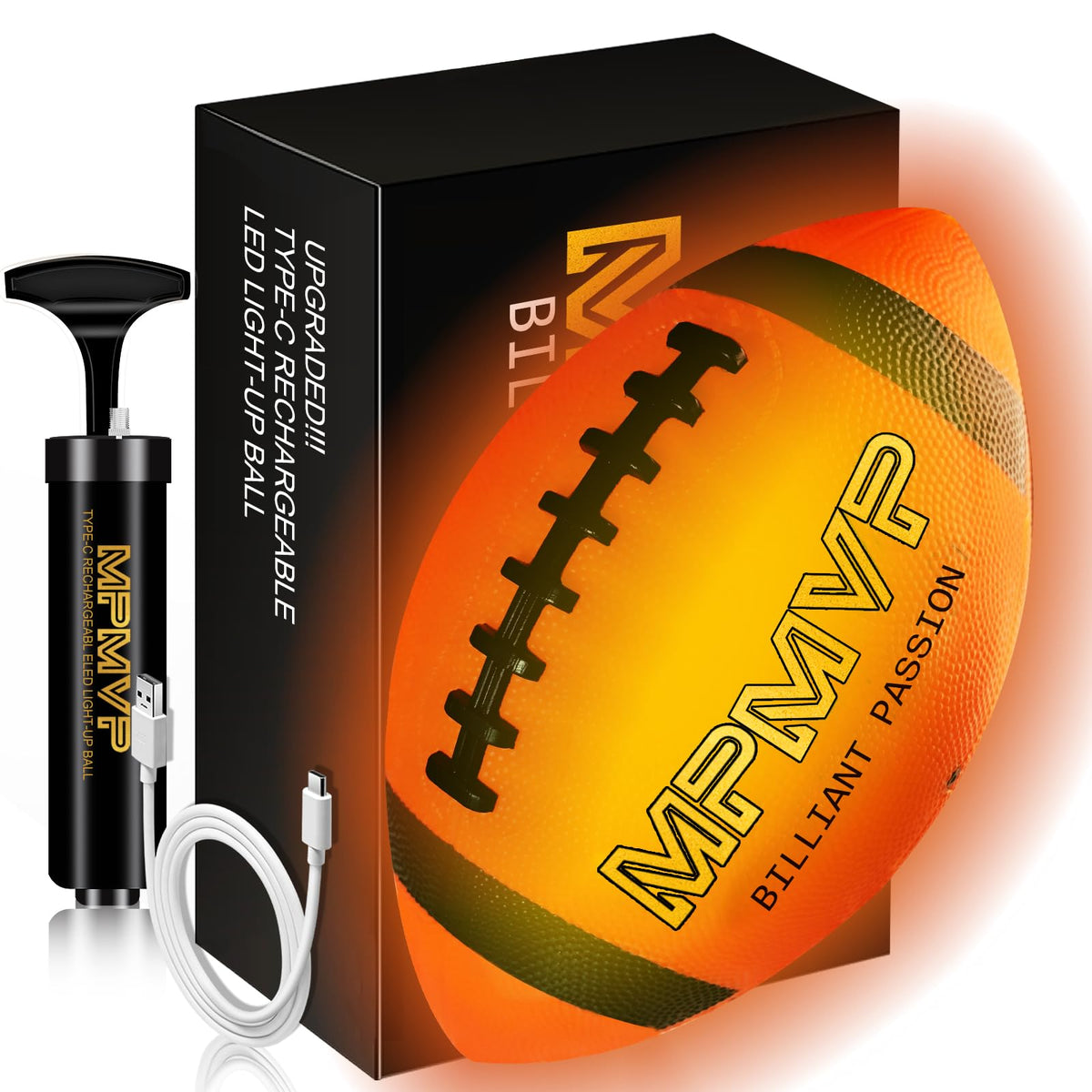 Cadyaw light up football official size 9 glows for night play