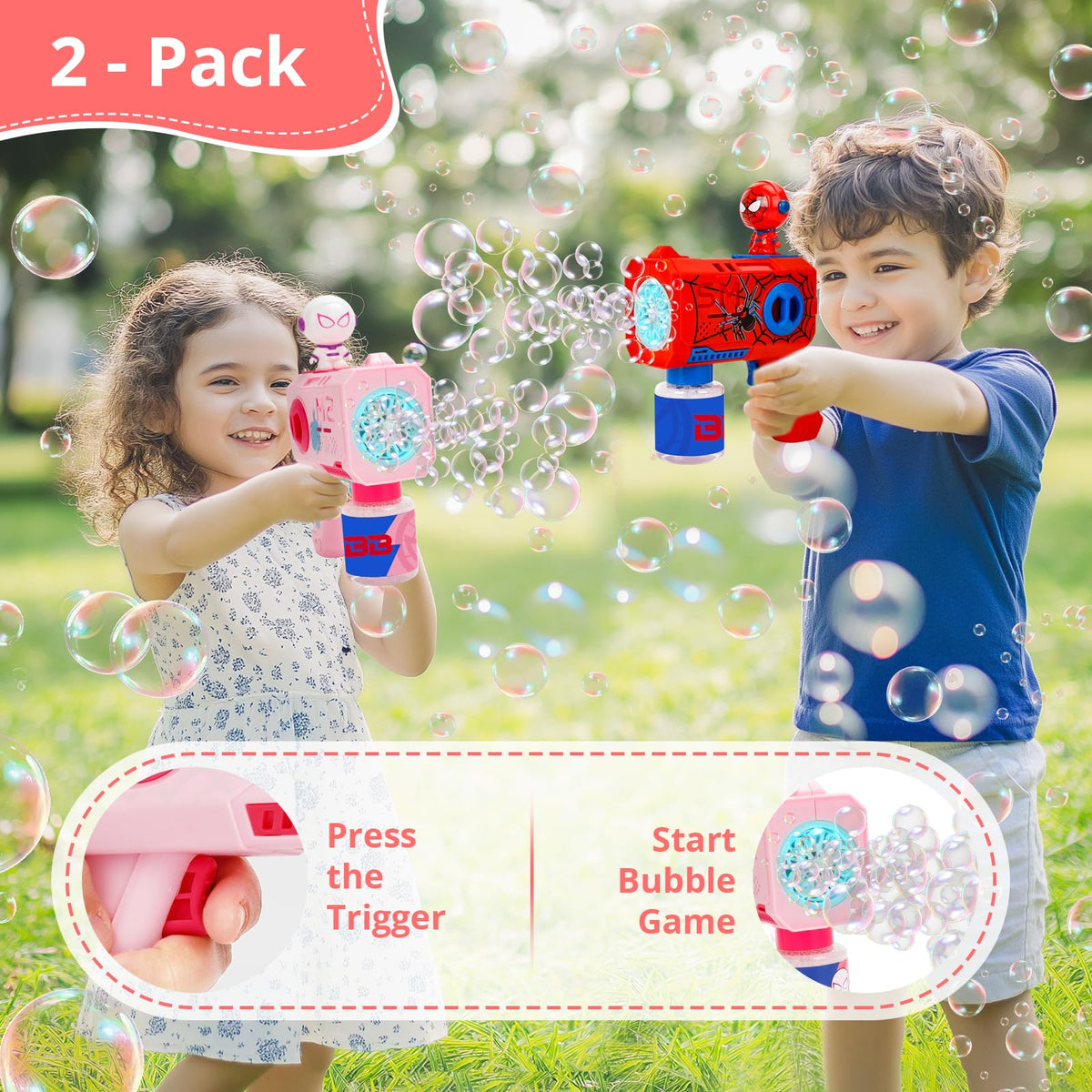 Caerdied Bubble Gun Backyard-Party safe, family-friendly fun for celebrations and picnics.