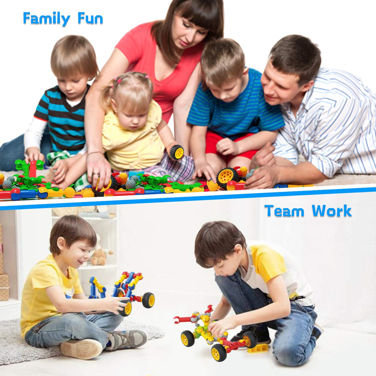 Caferria ABS-safe construction blocks in bright colors for safe play.