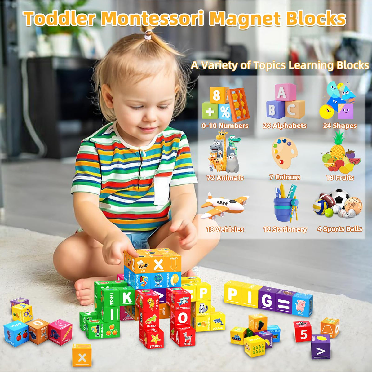 Caferria magnetic blocks large 1.4 inch safety design in bright colors