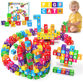 Caferria magnetic blocks 36pcs close-up showing letters and numbers for early learning