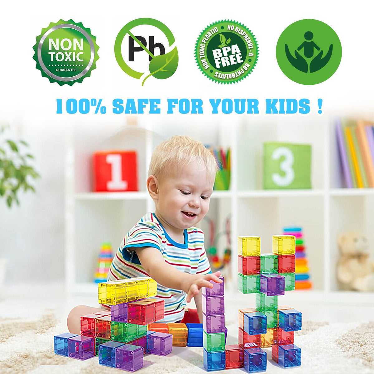 Caferria translucent color blocks reveal magnetic forces during play.