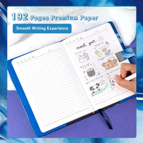 CAGIE diary A5 size 8.5 by 5.7 inches fits in bags for school days.