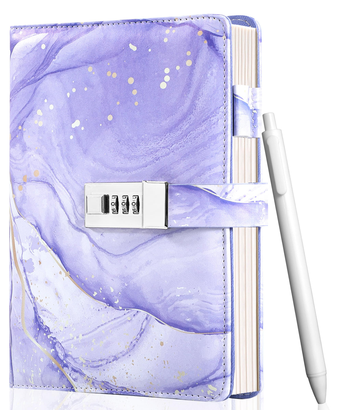 CAGIE diary with lock close-up highlights privacy feature and durable cover.