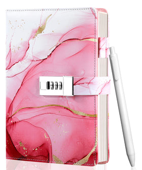 CAGIE diary with lock in pink cover keeps private notes secure on the go.