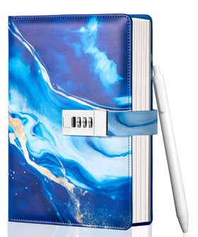 CAGIE diary with lock blue cover keeps your secrets secure while journaling.