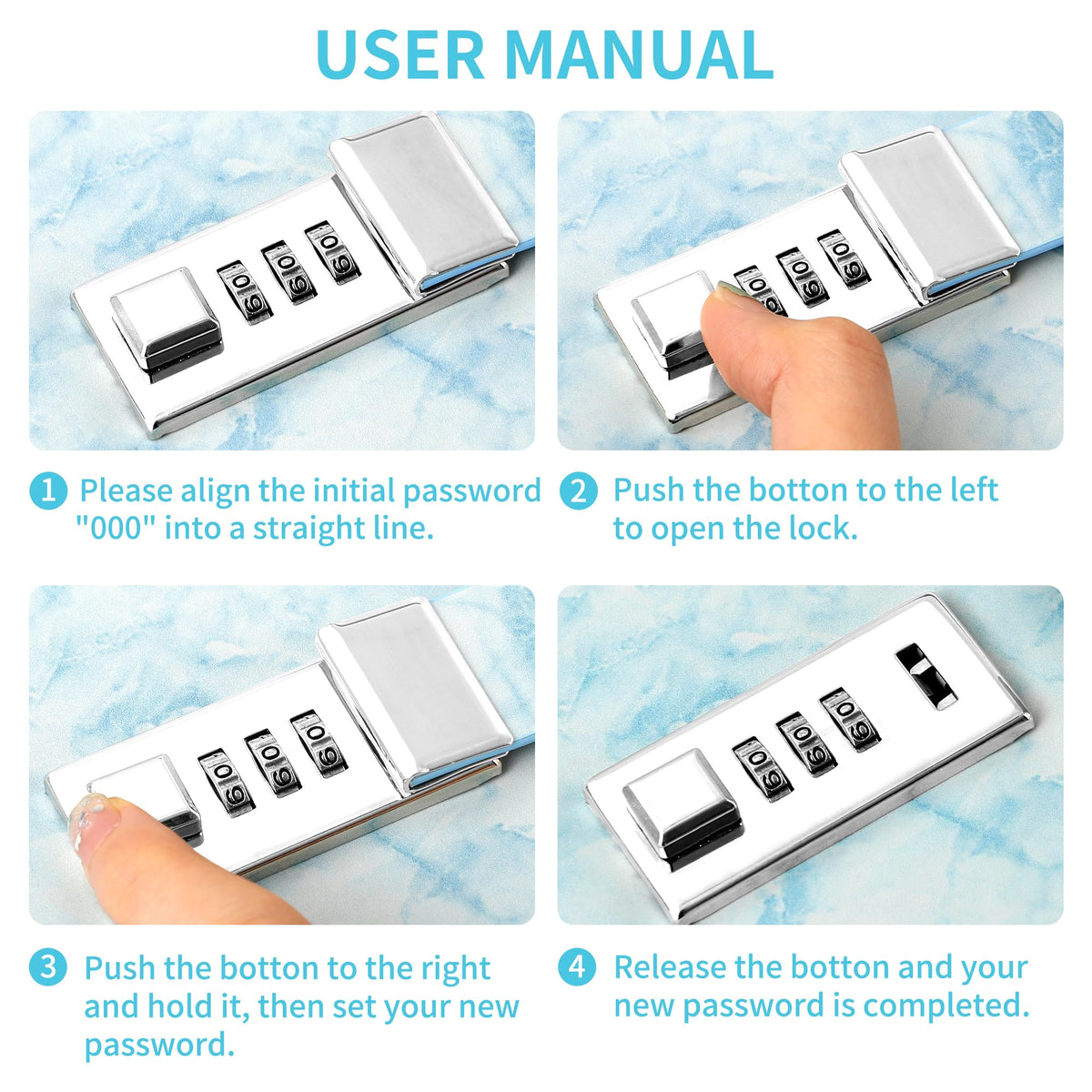 CAGIE Marble Lock Diary blue diary inside pages for organized notes