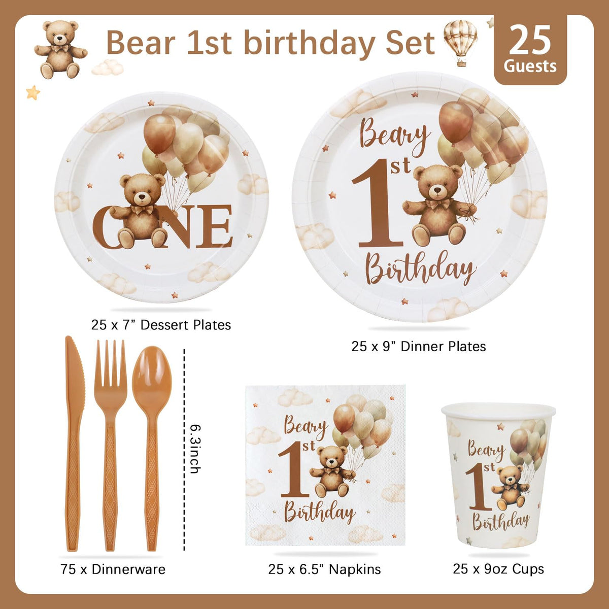 Caisehabu Bear Banner decor complements the bear first birthday setup