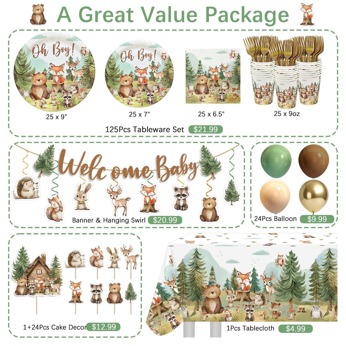 Caisehabu woodland-animals-napkins soft and absorbent for easy mess control.