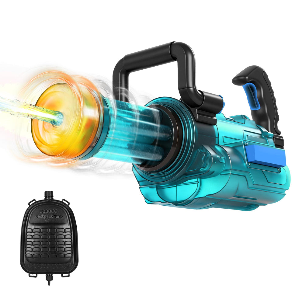 Cakuni Gatling LED water gun front view ready for action-packed backyard battles.