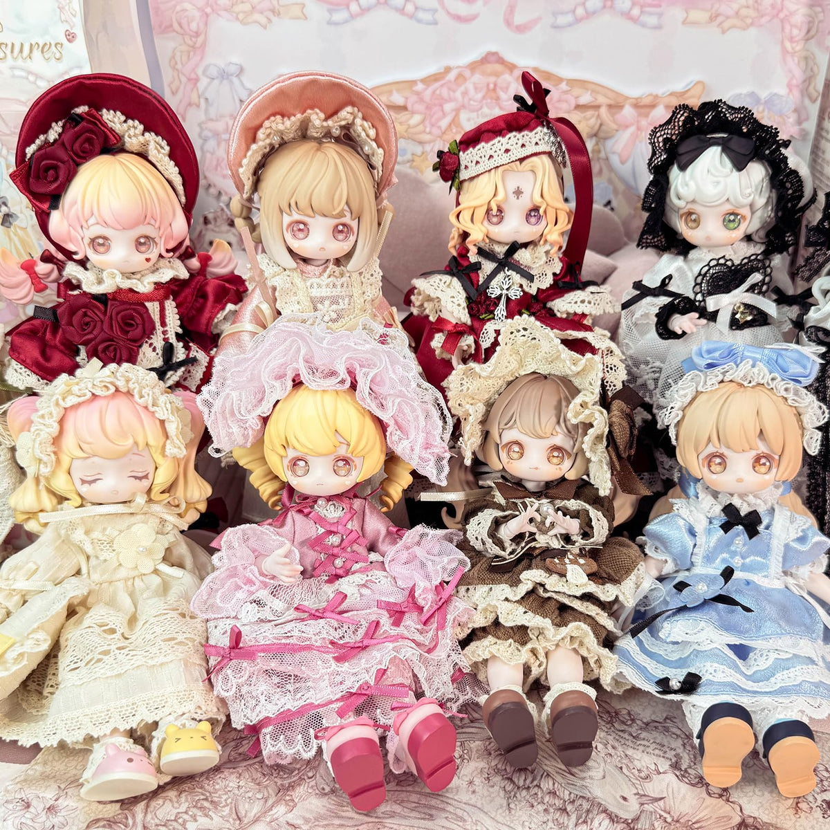 CALEMBOU BJD dress detail lace embroidery showcases intricate craftsmanship for display.