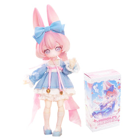 CALEMBOU Jumping Moon Time Rabbits doll collection for striking shelf display.