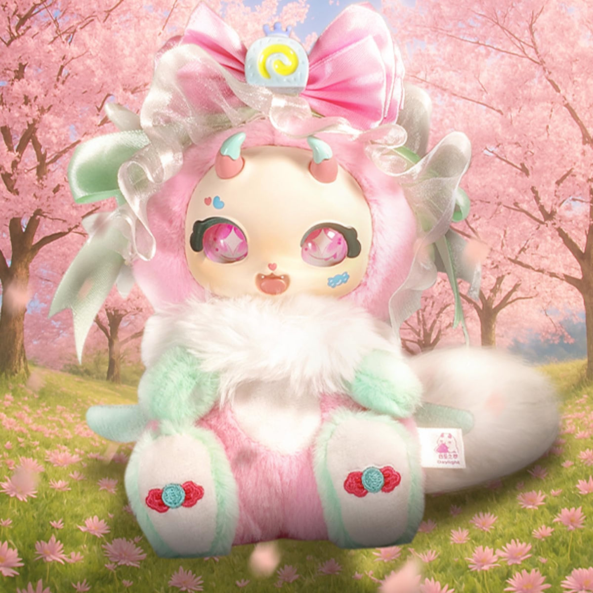 CALEMBOU collectible plush on shelf—colorful kawaii accents brighten a collection.