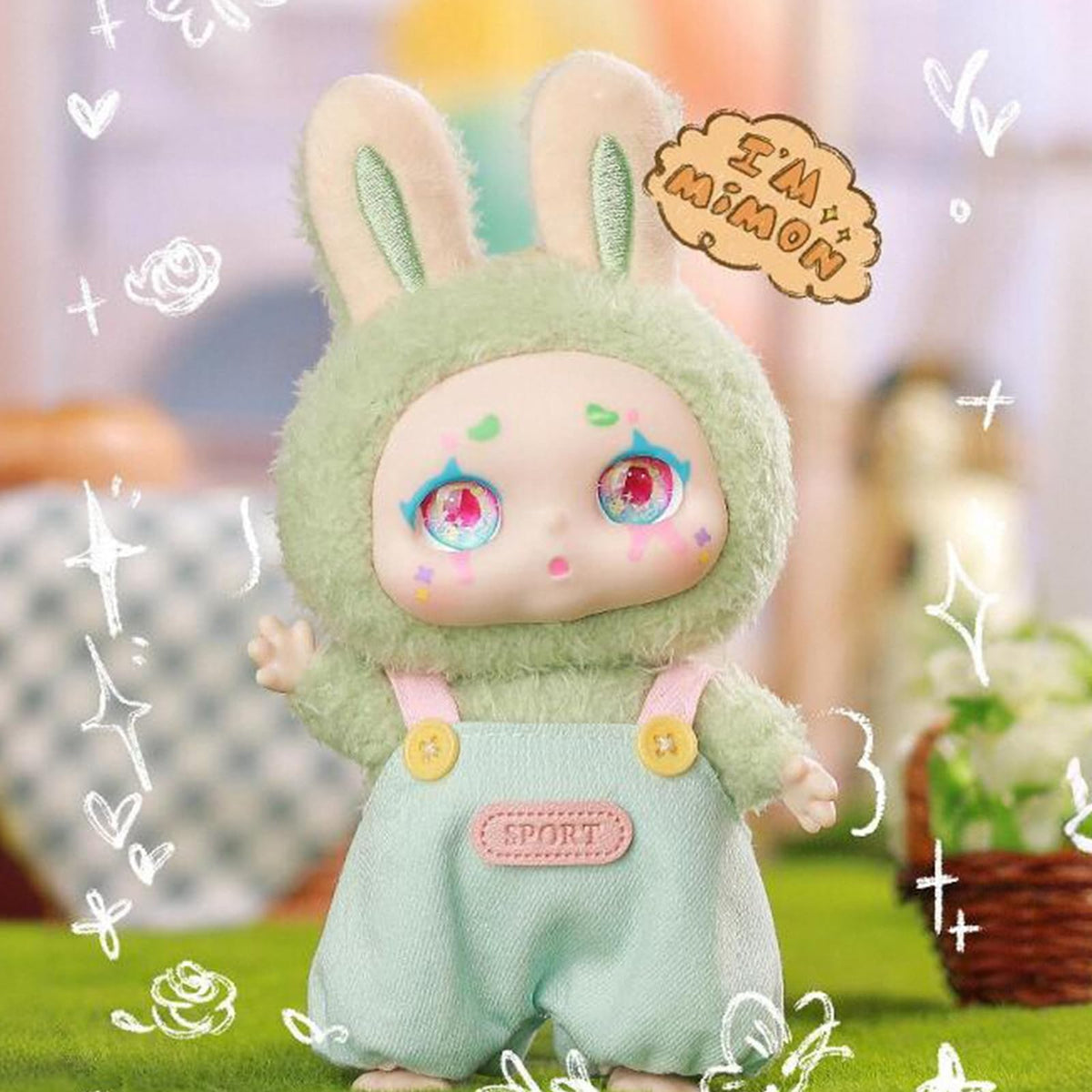 calembou plush doll with movable joints, poseable display option
