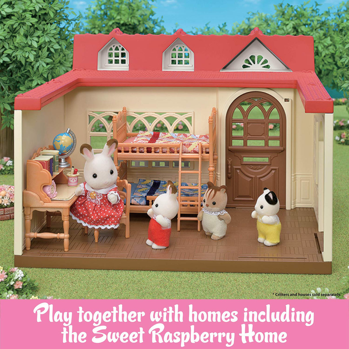 Calico Critters ladder integrated into the bedroom set for access to upper bed.