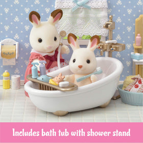 Calico Critters Country Bathroom Set toilet supports cozy family role play.