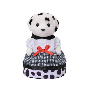 Calico Critters Dalmatian Family scene encourages imaginative role-playing and fashion exploration.