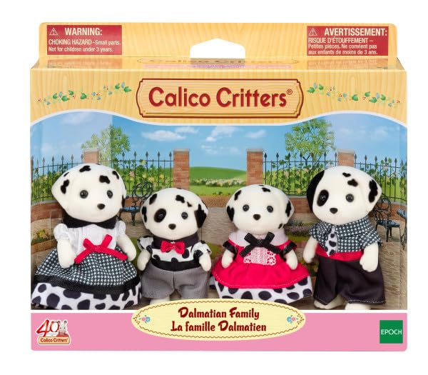 Calico Critters Dalmatian Family wearing matching outfits to spark creative dress-up.