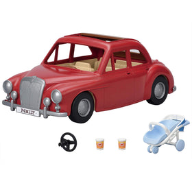 Calico Critters family cruising car with front seats and steering wheel action for pretend driving.