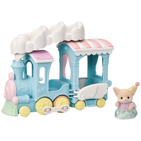 Calico Critters Floating Cloud Rainbow Train front view shows pastel play appeal