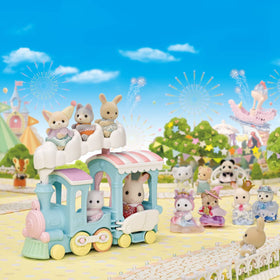 Calico Critters Floating Cloud Rainbow Train wheels rotate for gentle motion