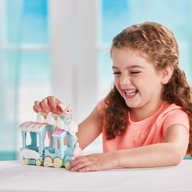 Calico Critters Floating Cloud Rainbow Train Yulie figure demonstrates poseability
