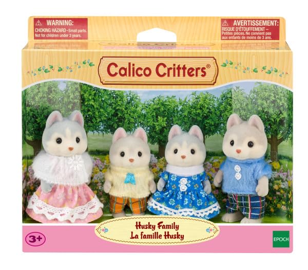 Calico Critters Husky Family, removable clothing for easy dress-up and storytelling.
