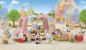 Calico Critters Ice Cream Van ice cream stand invites pretend tastings.