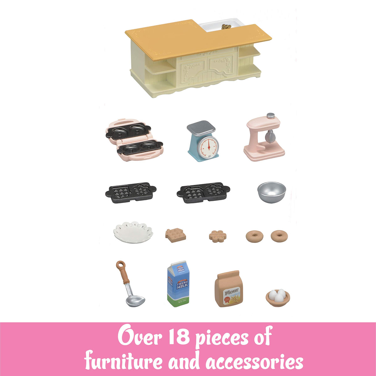 Calico Critters Kitchen Island mixer detail for interactive play.