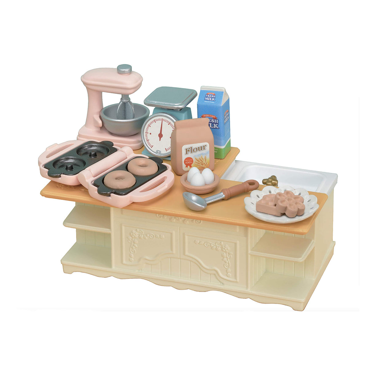 Calico Critters Kitchen Island unit adds a detailed dollhouse kitchen.
