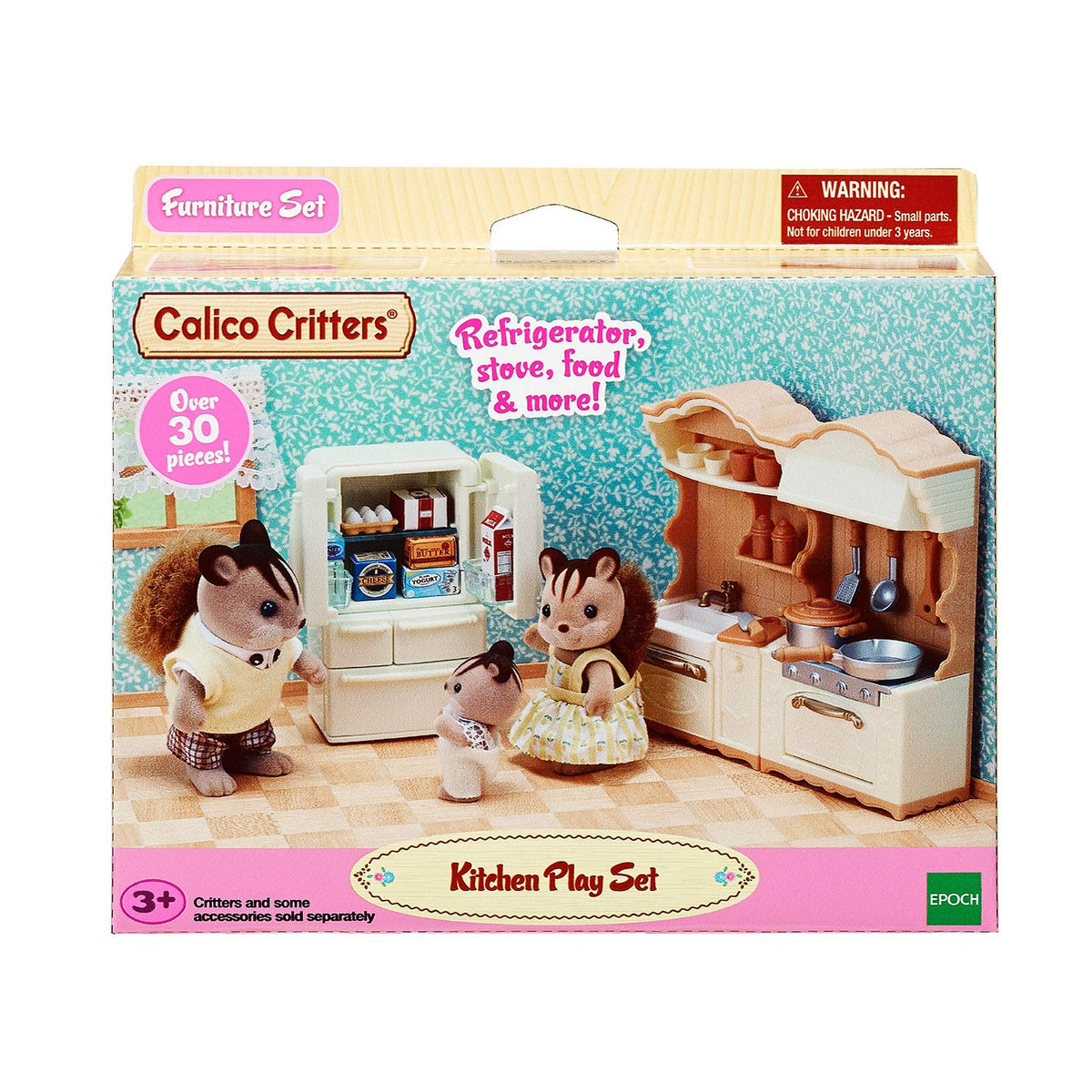 Calico Critters Kitchen Playset Scene offers a spacious setup for collaborative play