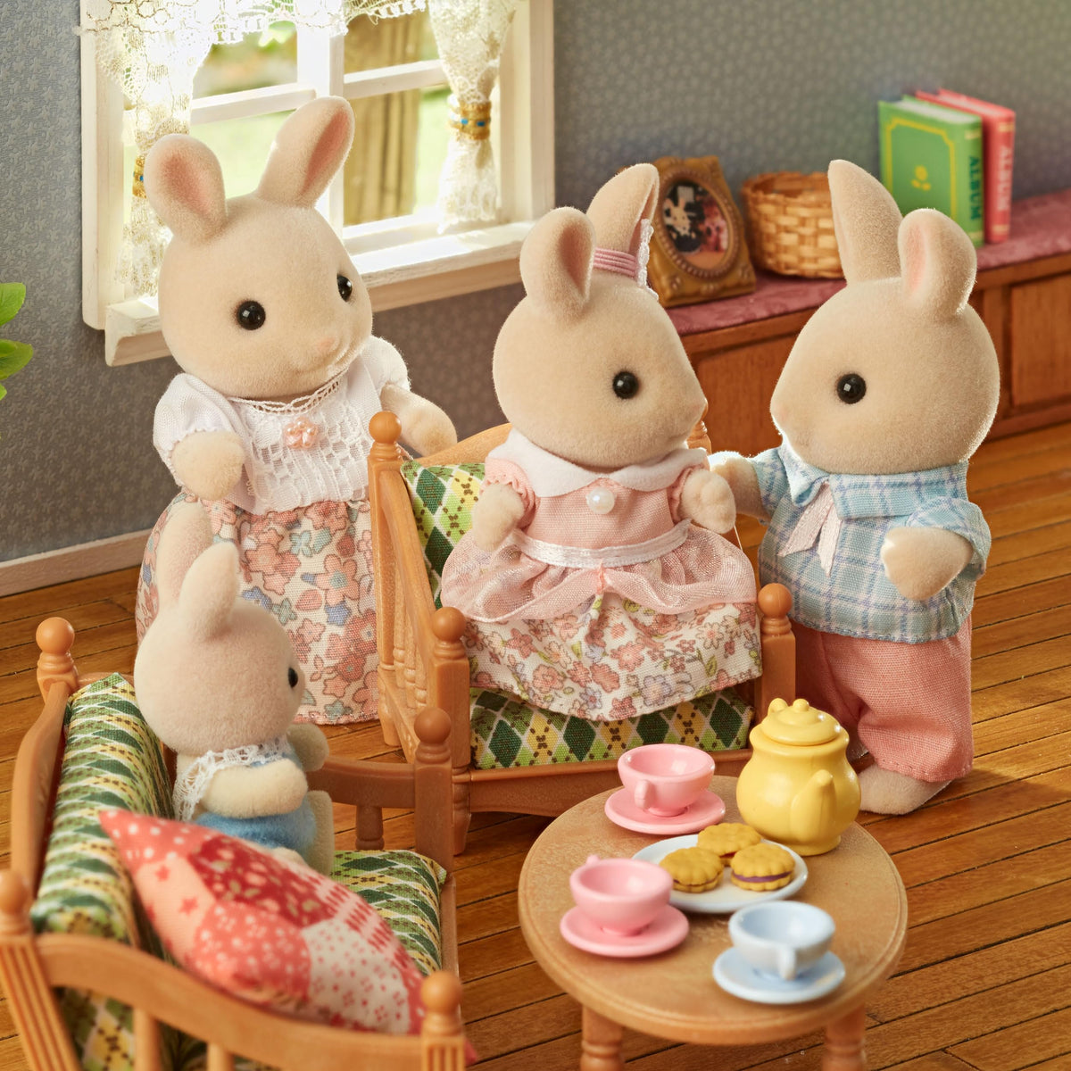 Calico Critters Milk Rabbit Family poseable figures ready for storytelling
