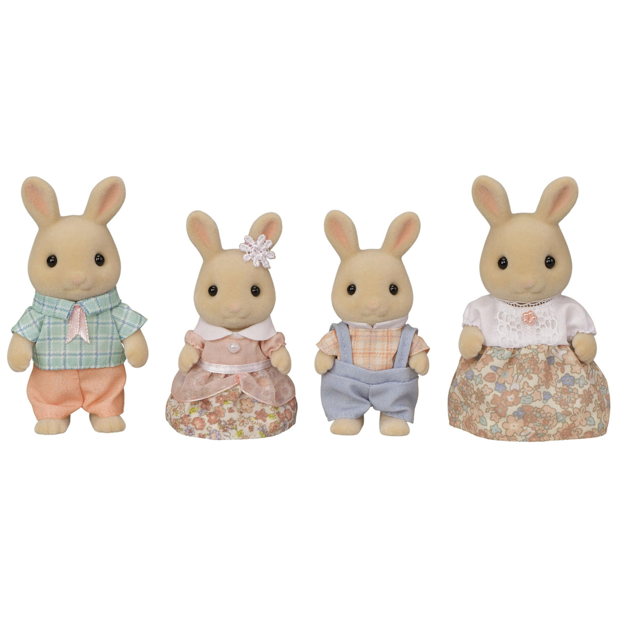 Calico Critters Milk Rabbit Family figures with soft flocked texture for imaginative play