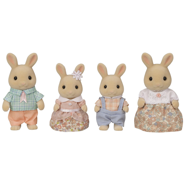 Calico Critters Milk Rabbit Family figures with soft flocked texture for imaginative play