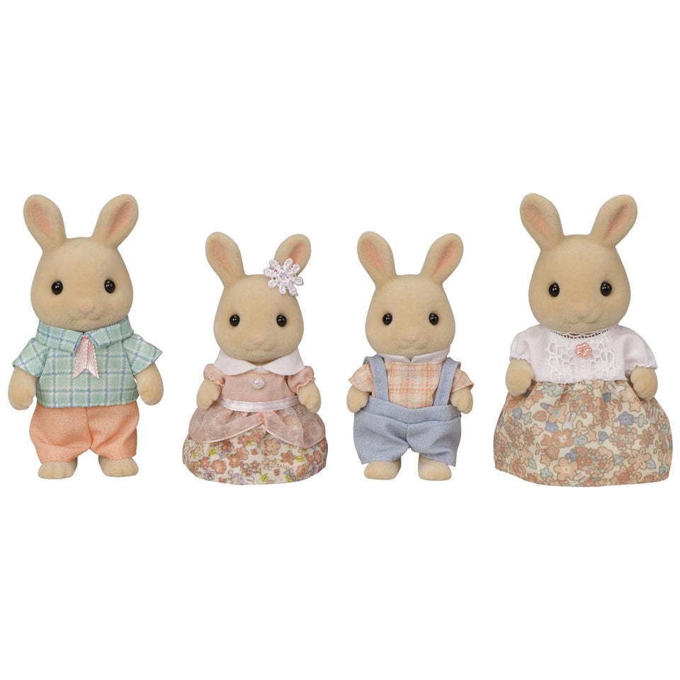 Calico Critters Milk Rabbit Family figures with soft flocked texture for imaginative play