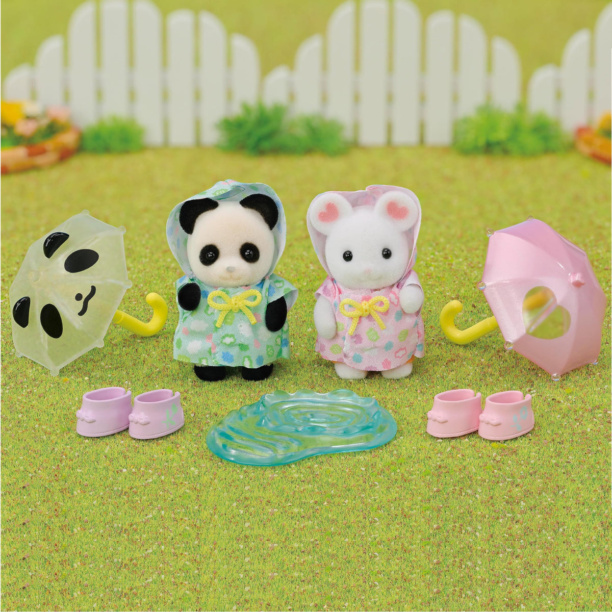 Calico Critters Nursery Friends Rainy Day Duo two babies ready for imaginative playtime.