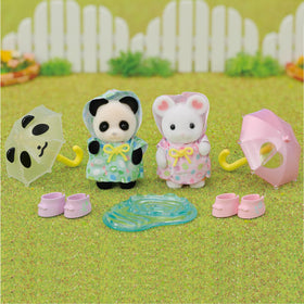 Calico Critters Nursery Friends Rainy Day Duo two babies ready for imaginative playtime.