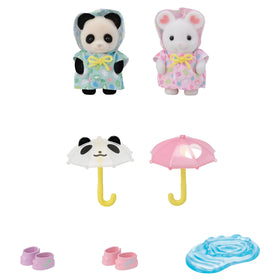 Calico Critters Nursery Friends Rainy Day Duo puddle scene sparks storytelling adventures.