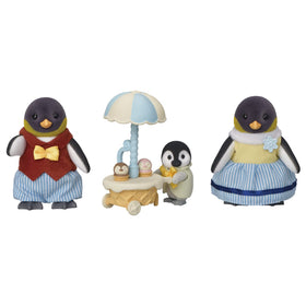 Calico Critters Penguin Family group with poseable joints for imaginative play.