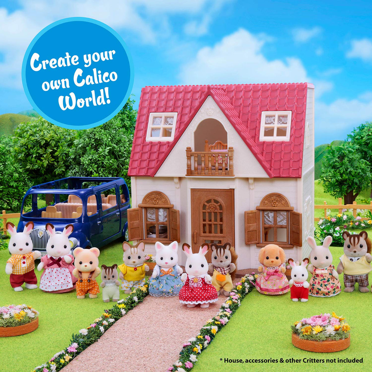 Calico Critters Persian Cat Family dollhouse-ready scale for tiny rooms and sets.