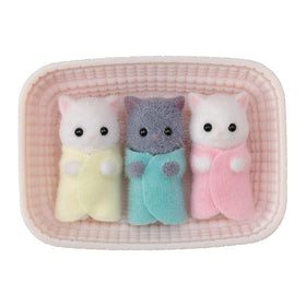 Calico Critters Persian Cat Triplets with cradle for gentle imaginative play.