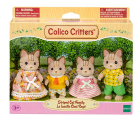 Calico Critters Sandy Cat Family figures with removable clothing for mix-and-match outfits.