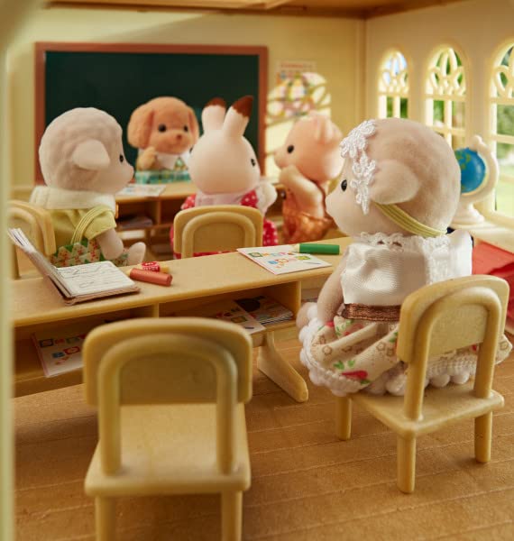 Calico Critters Sheep Family flocked texture close-up showing soft touch for tactile play.