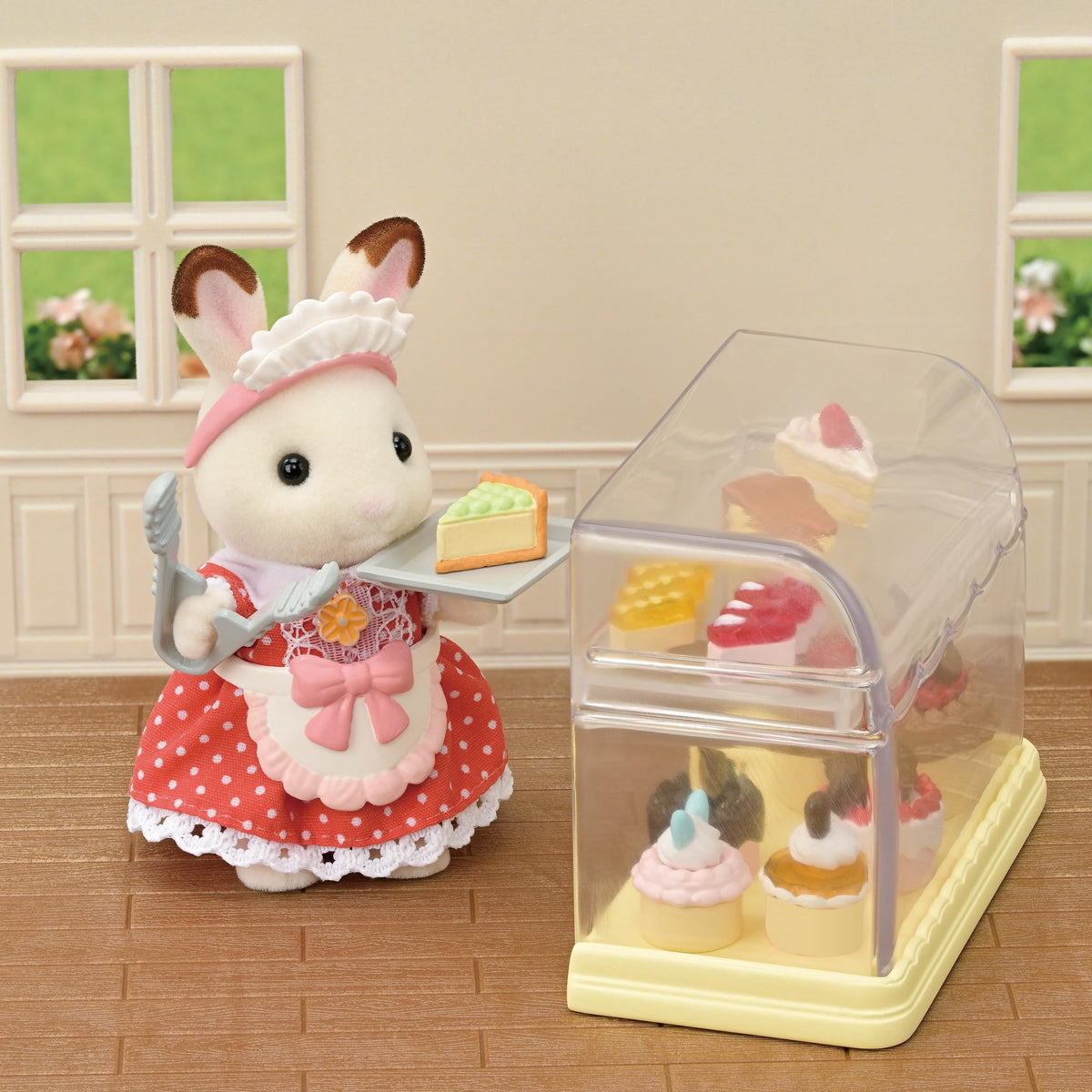 Calico Critters Village Cake Shop signage stand displays menus for role-play