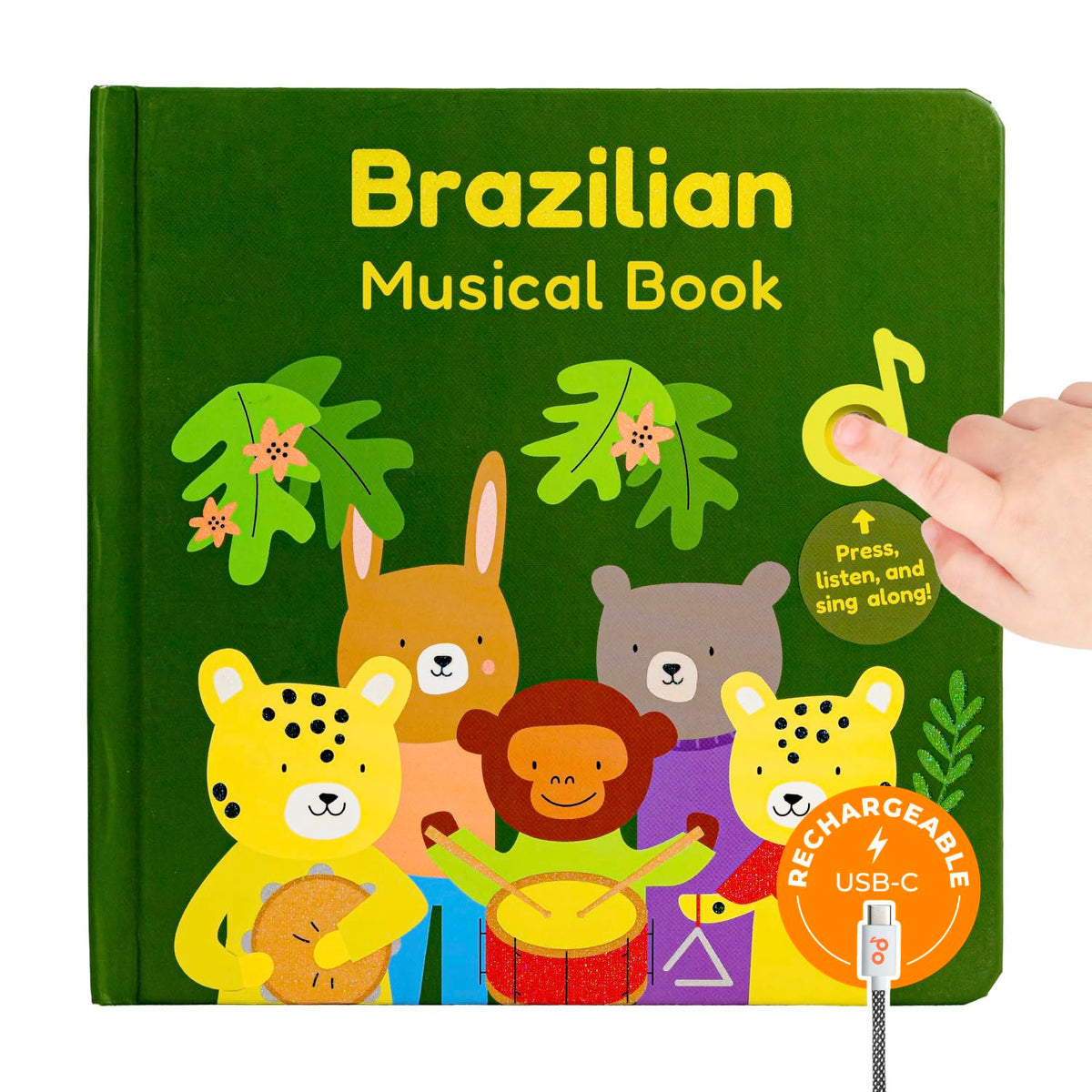 Cali's Books Brazilian nursery rhymes book with sound button engages toddlers during reading.
