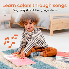 Cali's Books Colors Book for Toddlers 1-3 ergonomic sound button on every page promotes fine motor play.