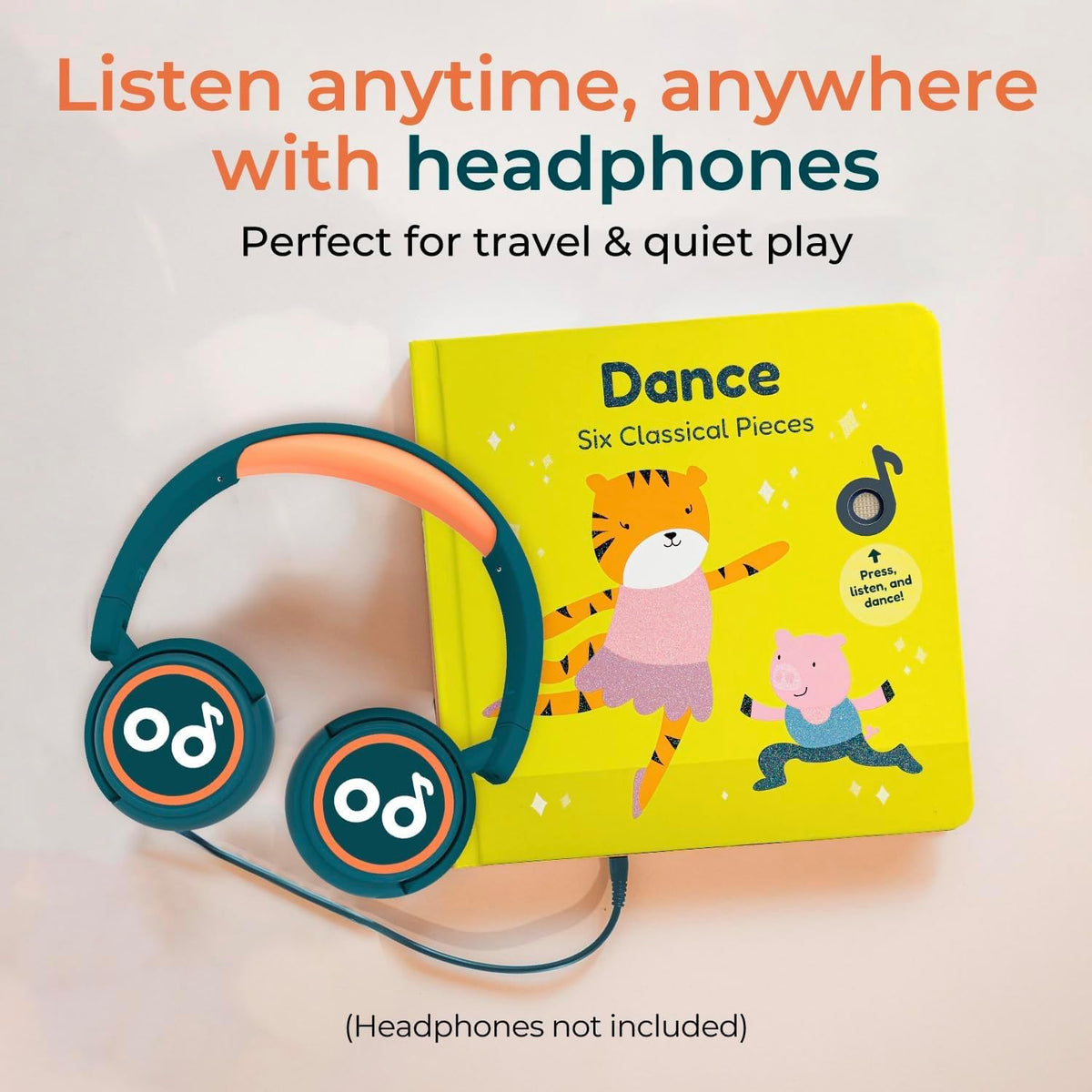 Cali's Books Dance headphone jack enables quiet, on-the-go listening with safe, child-friendly design.