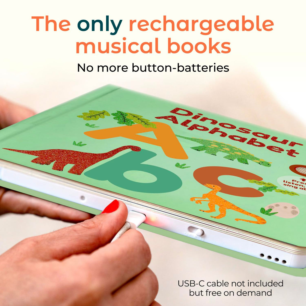 Calis Books Dino ABC buttons engage tiny hands and build fine motor skills.