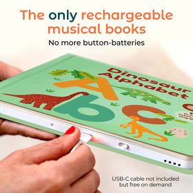 Calis Books Dino ABC buttons engage tiny hands and build fine motor skills.