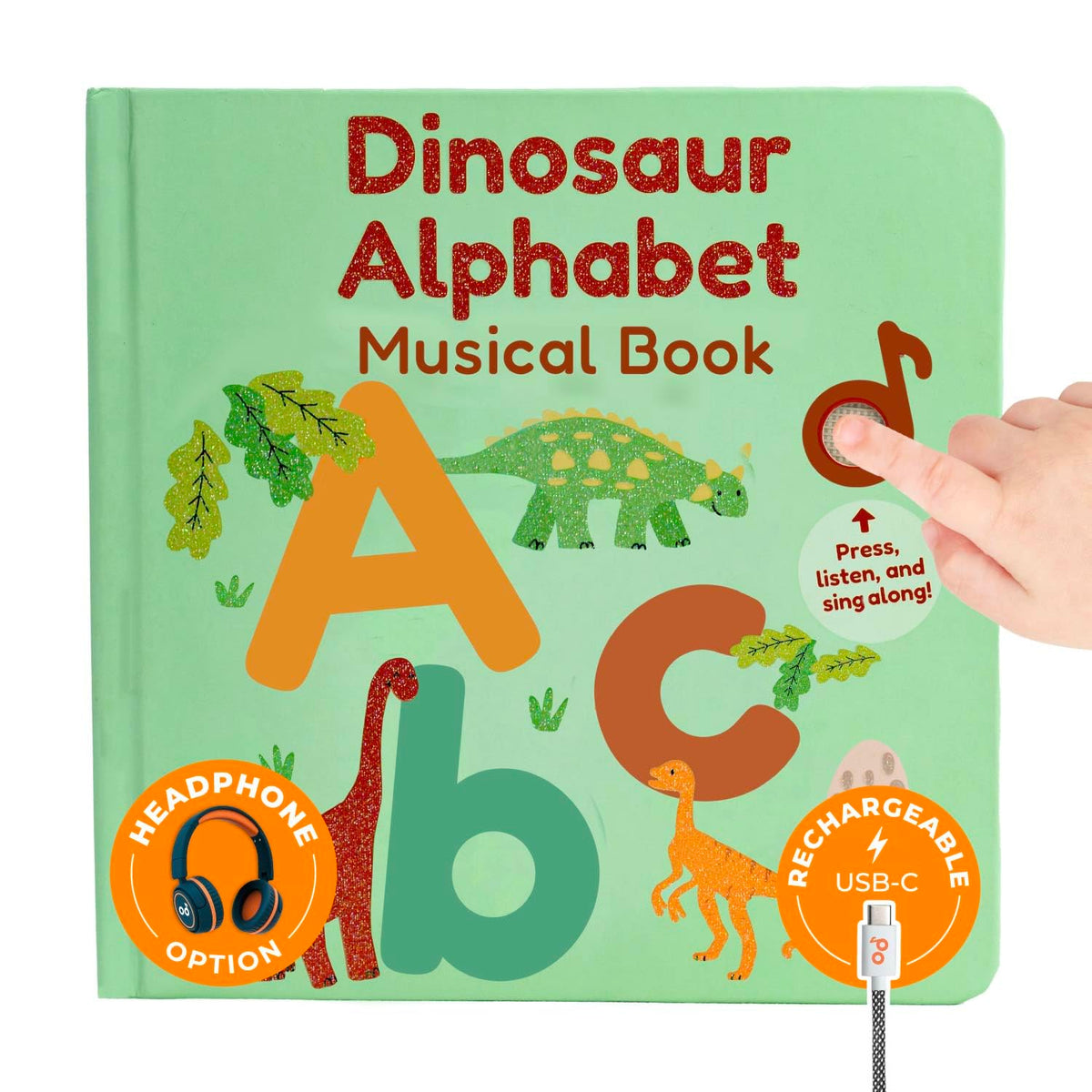 Calis Books Dinosaur Alphabet Book cover with vibrant dinosaurs for early learning.